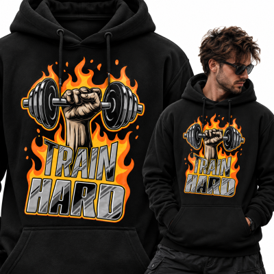 BLUZA Z KAPTUREM NA SIŁOWNIĘ  TRAIN HARD